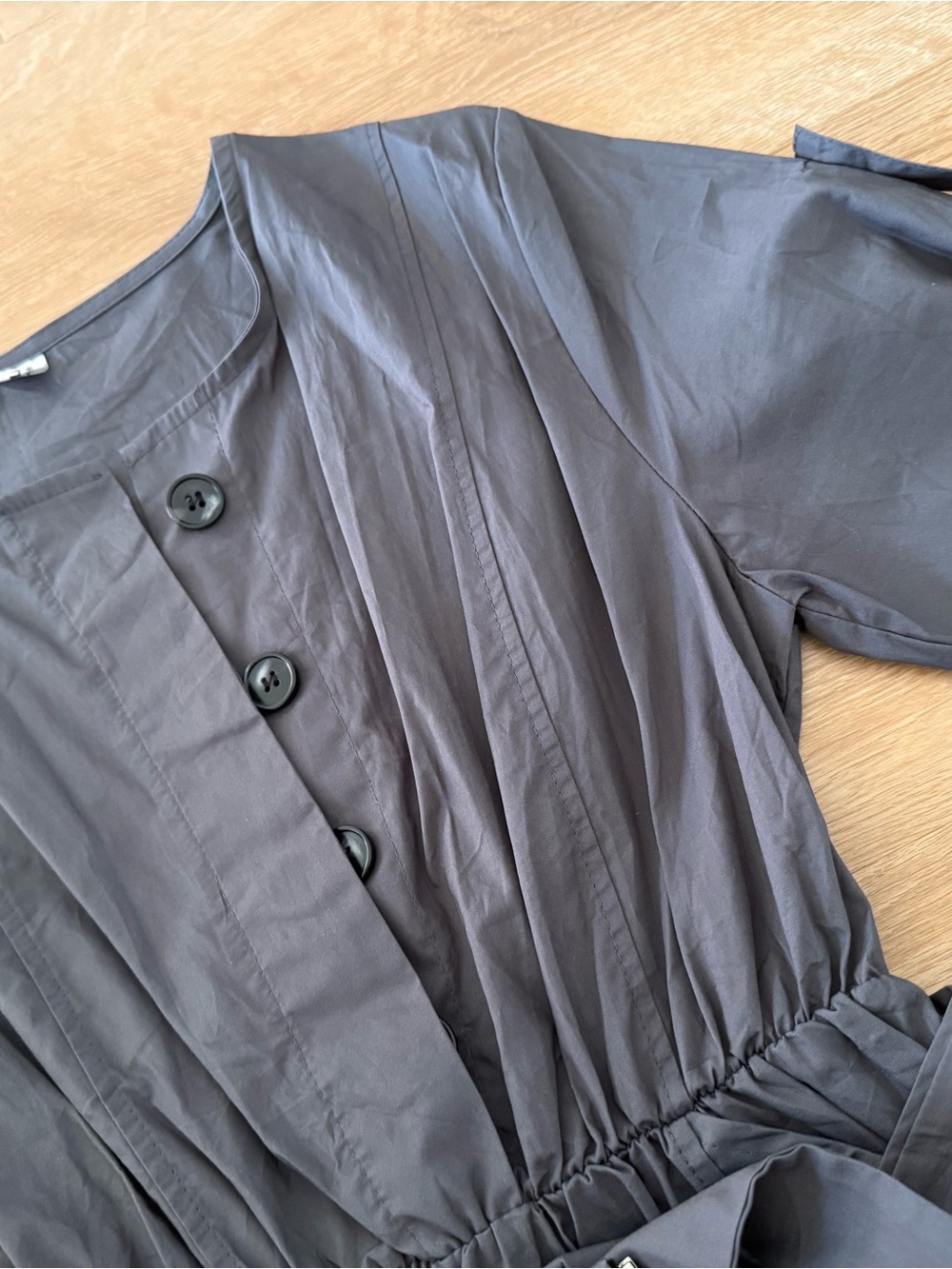 Charcoal Gray Short-Sleeve Belted Midi Dress - Picture 7 of 11